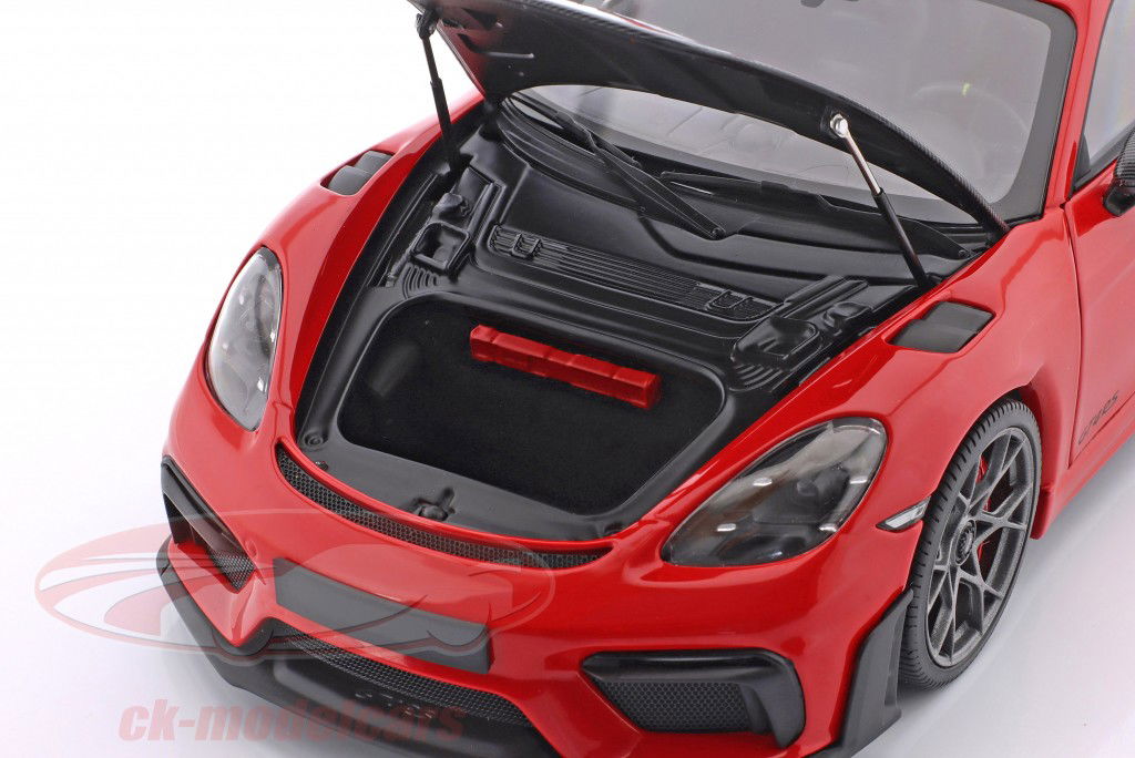 Porsche Cayman GT4 RS Pacchetto Weissach 2024 rosso 1:18 Minichamps