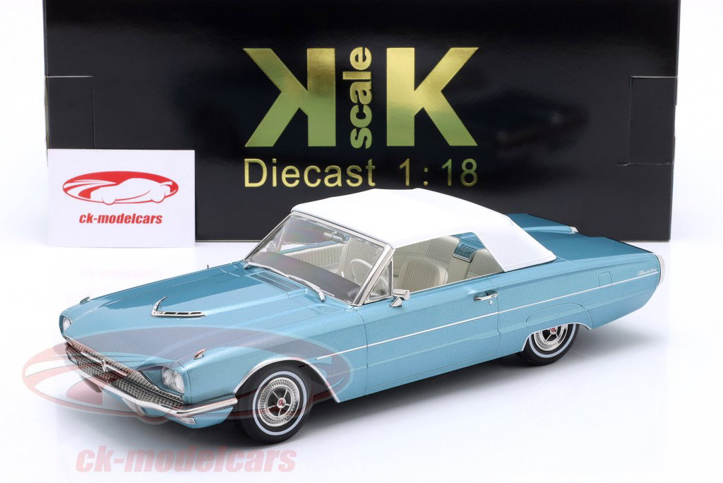 Ford Thunderbird Cabriolet Baujahr 1966 hellblau metallic 1:18 KK-Scale