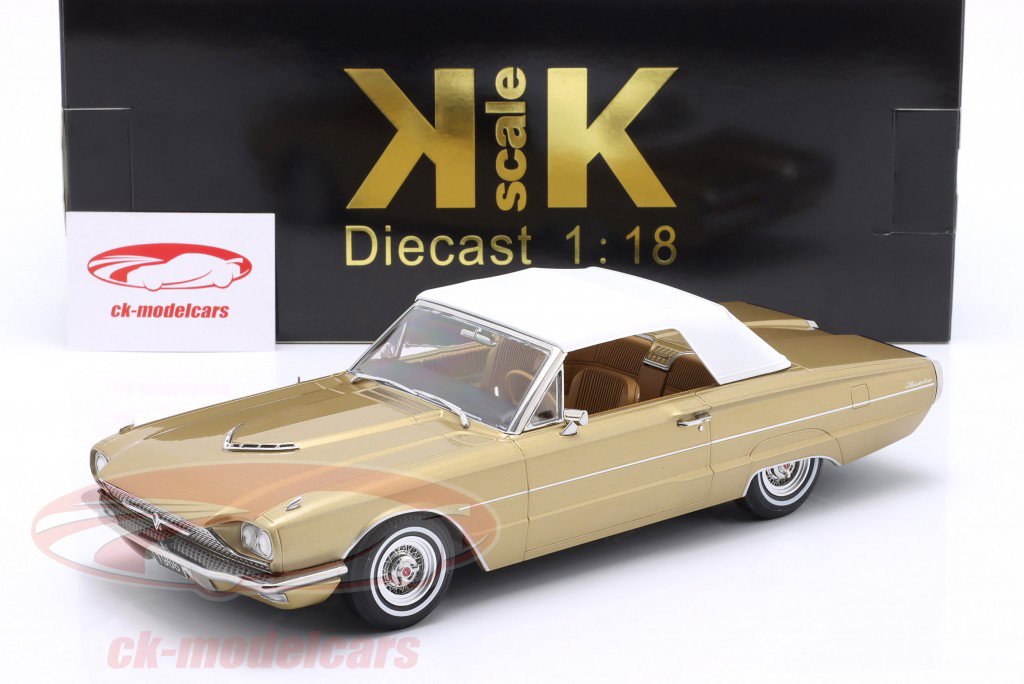 Ford Thunderbird cabriolet Byggeår 1966 guld metallisk 1:18 KK-Scale
