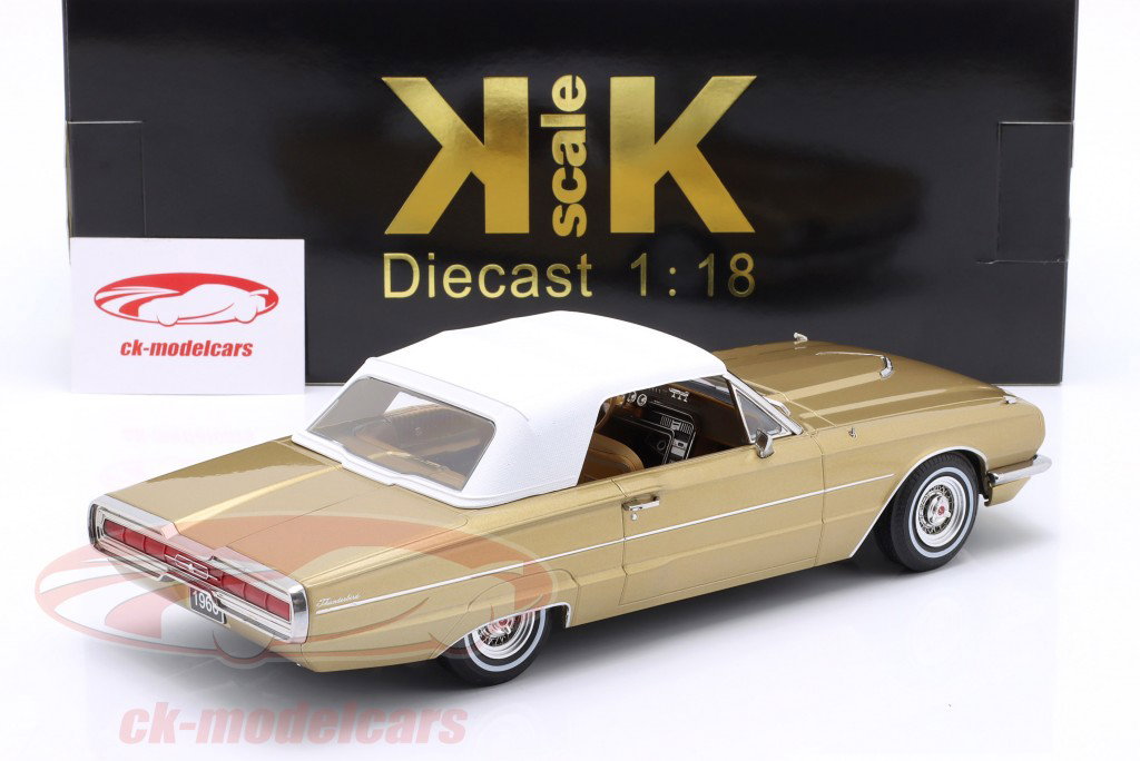 Ford Thunderbird cabriolet Byggeår 1966 guld metallisk 1:18 KK-Scale