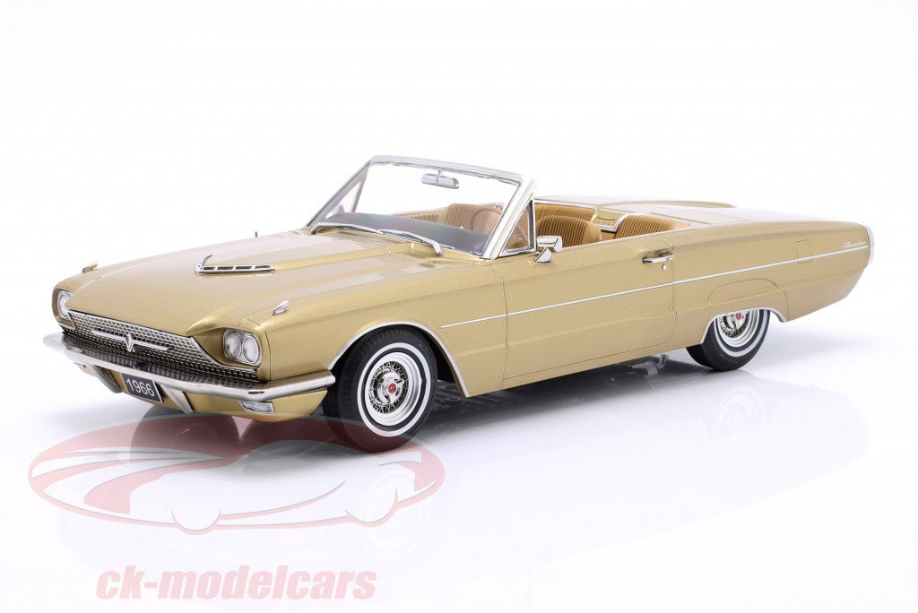 Ford Thunderbird cabriolet Byggeår 1966 guld metallisk 1:18 KK-Scale
