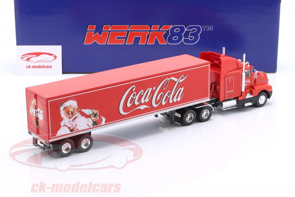 Kenworth T600 lastbil med sættevogn Coca-Cola Byggeår 1986 rød 1:43 WERK83