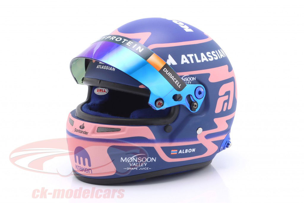 Alexander Albon #23 Atlassian Williams Racing Formula 1 Team 2025 helmet 1:2 Bell