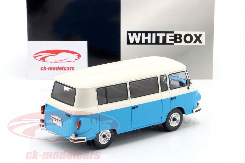 Barkas B 100 bus Byggeår 1970 blå / hvid 1:24 WhiteBox