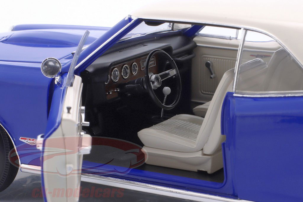 Pontiac GTO Byggeår 1966 blå / hvid 1:18 Highway61