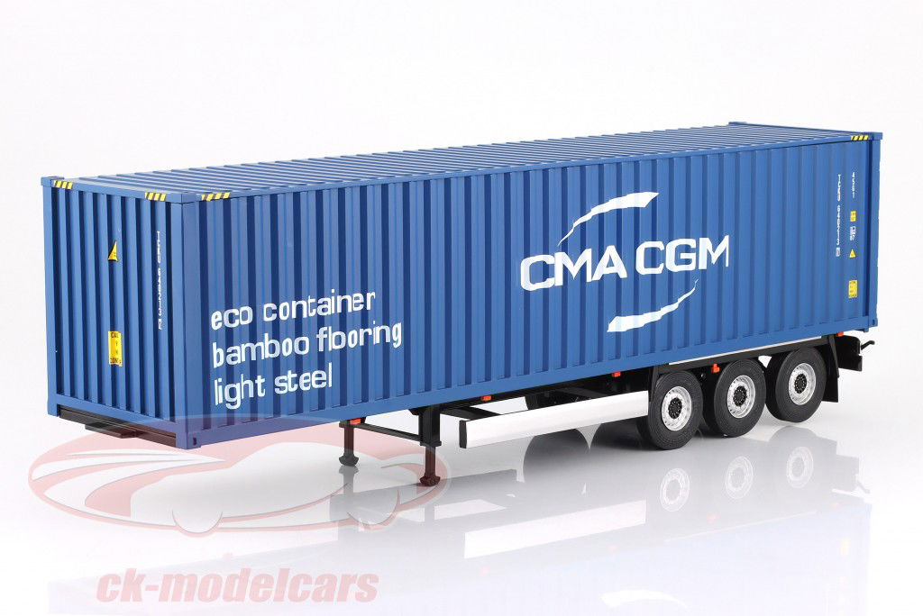 Transport-Trailer / Auflieger mit Container 2024 blau 1:24 Solido