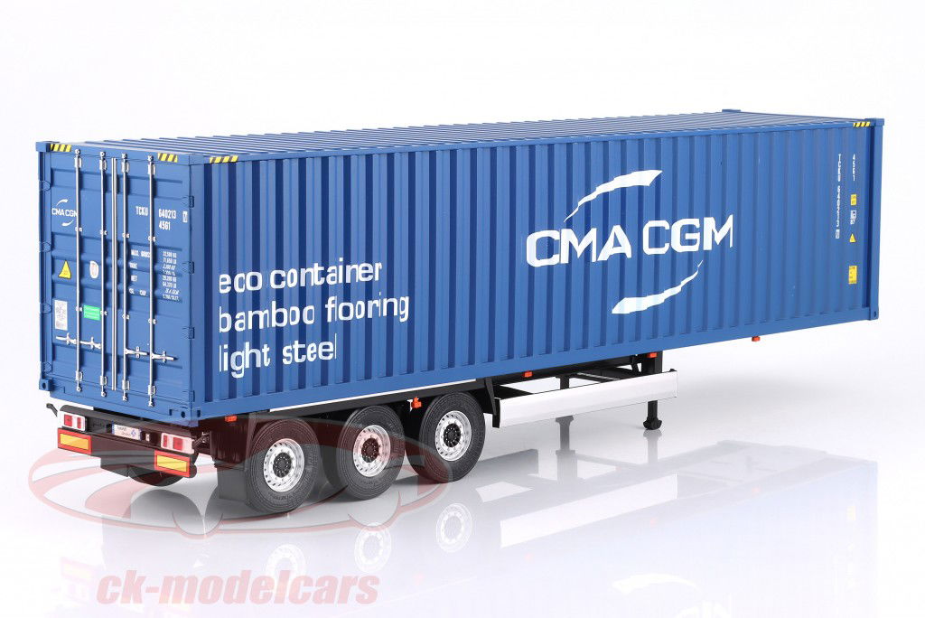 Transporttrailer / sættevogn med beholder 2024 blå 1:24 Solido