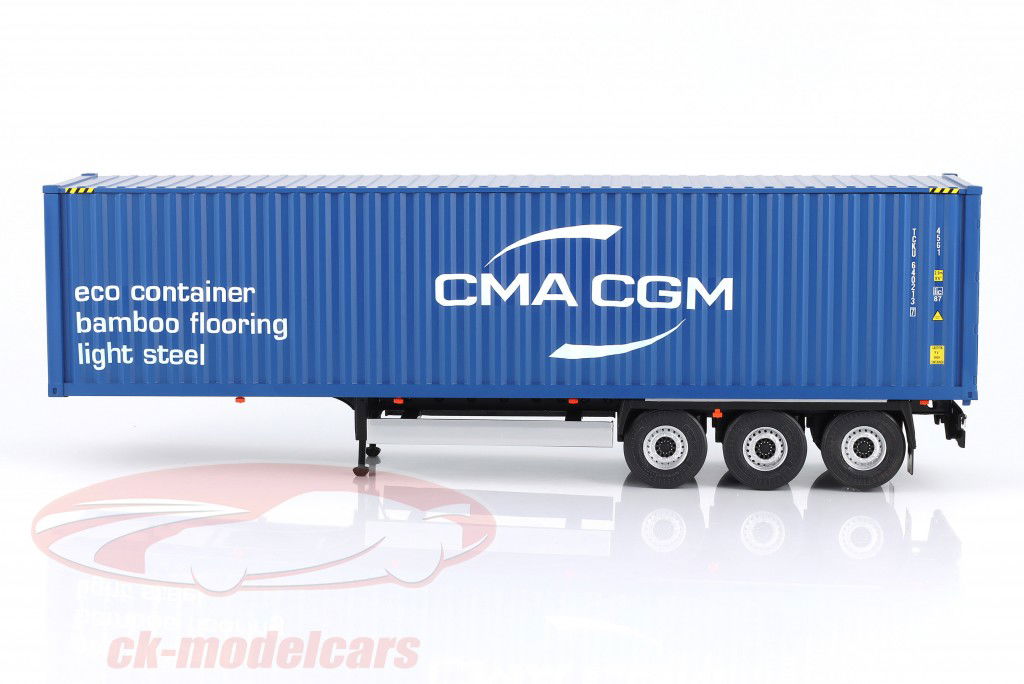 Transporttrailer / sættevogn med beholder 2024 blå 1:24 Solido