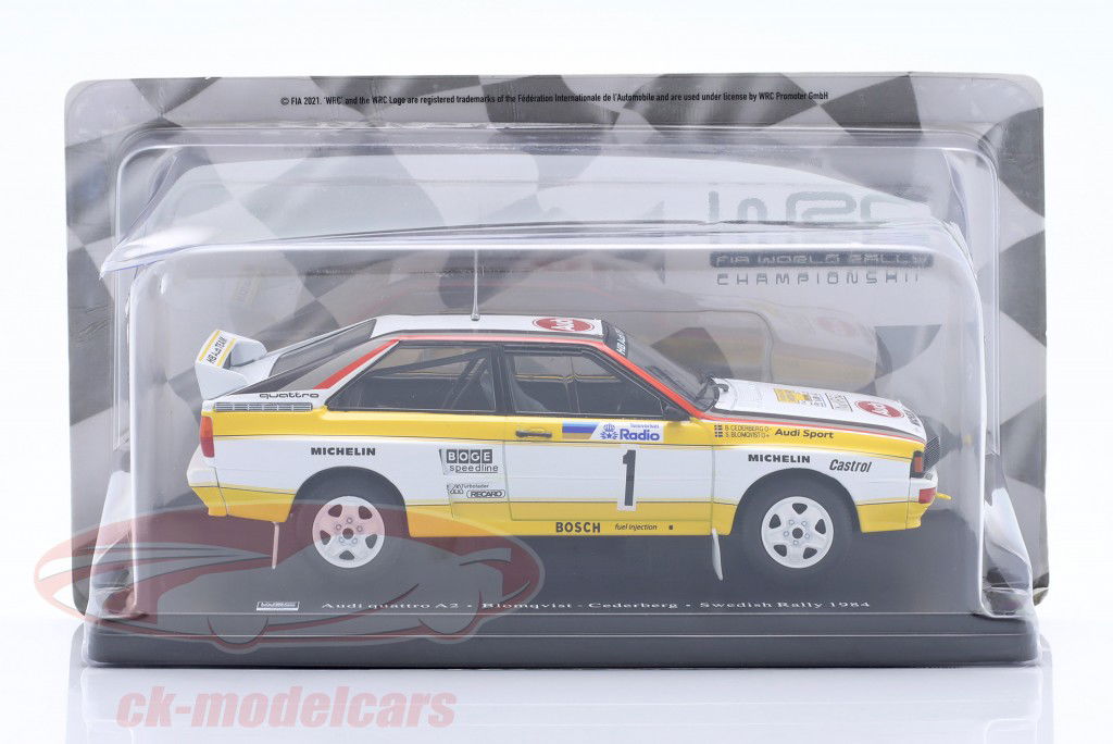 Audi Quattro A2 #1 winnaar Rallye Zweden 1984 Blomqvist, Cederberg 1:24 Altaya