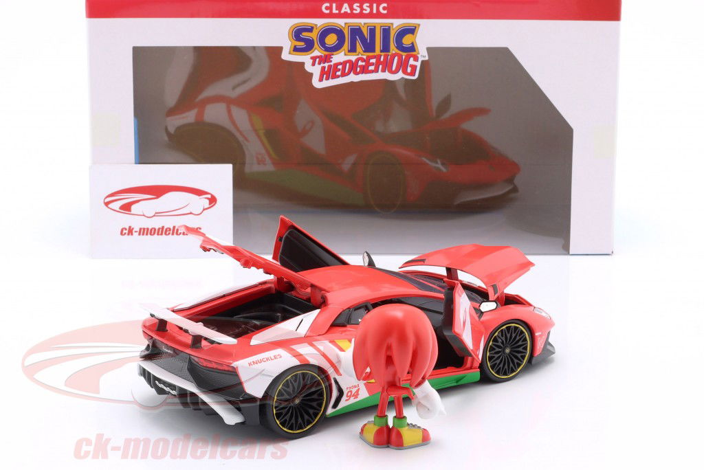 Knuckles Lamborghini Aventador SV rød / hvid 1:24 Jada Toys