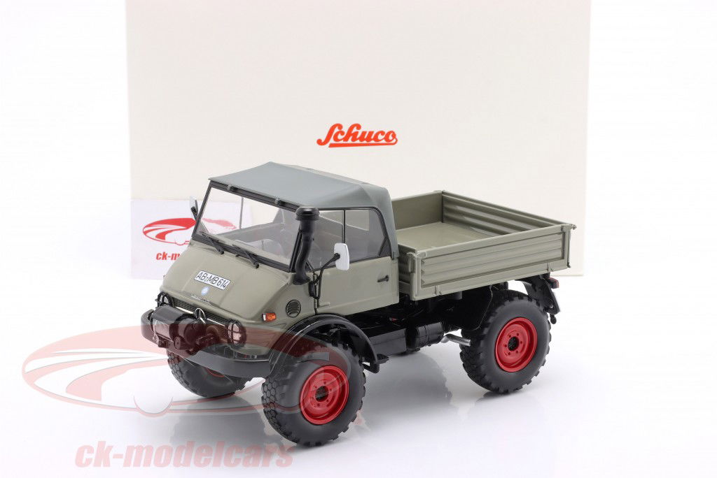 Unimog 406 mit Softtop grau / rote Felgen 1:18 Schuco