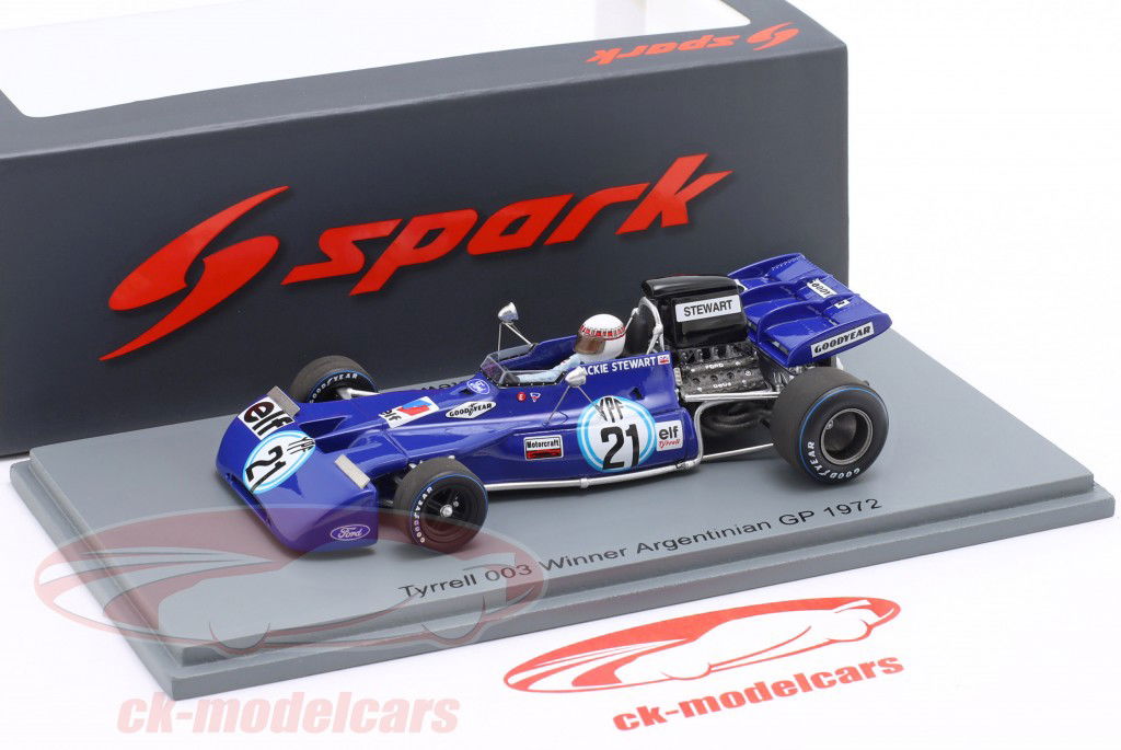 Jackie Stewart Tyrrell 003 #21 Sieger Argentina GP Formula 1 1972 1:43 Spark