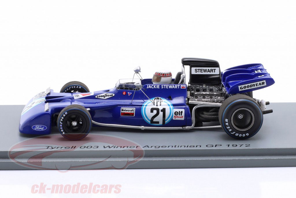Jackie Stewart Tyrrell 003 #21 vinder Argentina GP formel 1 1972 1:43 Spark