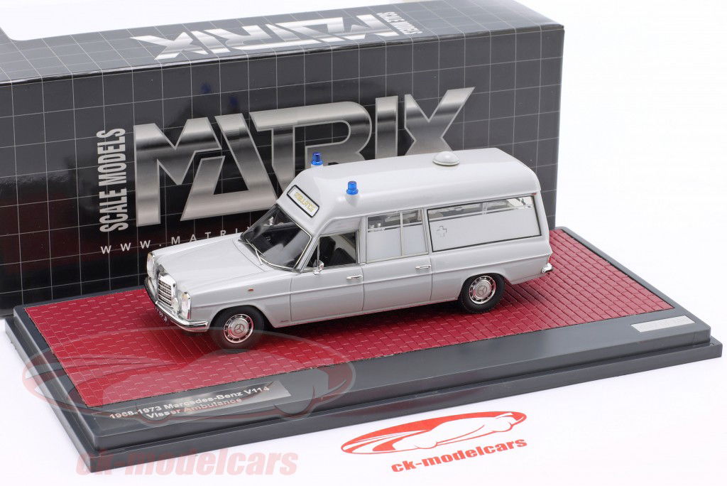 Mercedes-Benz V114 Visser Ambulance Byggeår 1968-1973 grå 1:43 Matrix
