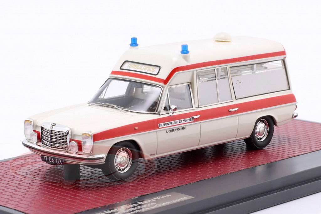 Mercedes-Benz V114 Visser Ambulance Year 1968-1973 white / red 1:43 Matrix