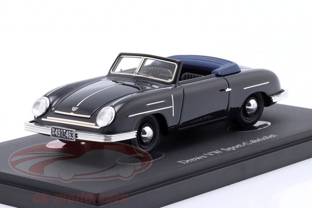 Drews VW Conversível esportivo Ano de construção 1949 preto 1:43 AutoCult