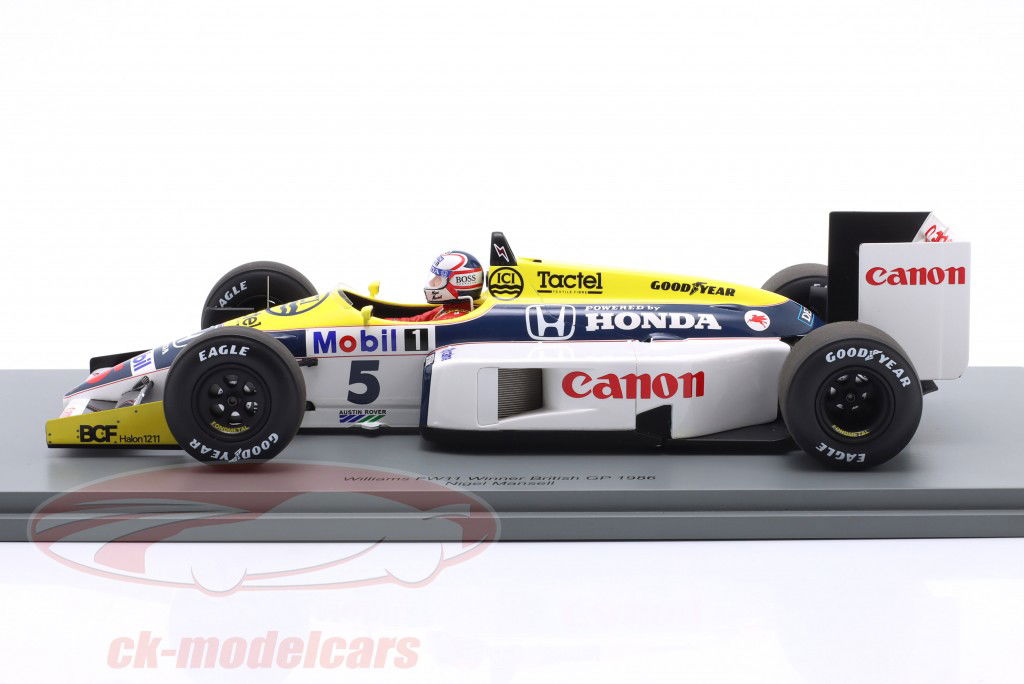 Nigel Mansell Williams FW11 #5 gagnant britannique GP formule 1 1986 1:18 Spark