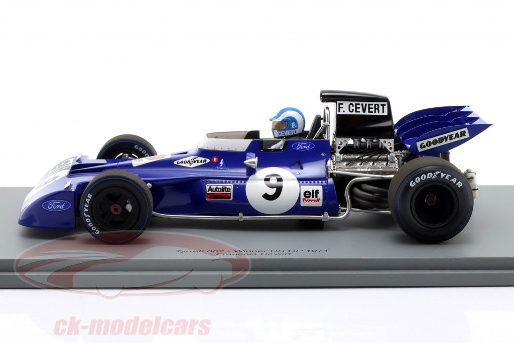 Francois Cevert Tyrrell 002 #9 vinder USA GP formel 1 1971 1:18 Spark