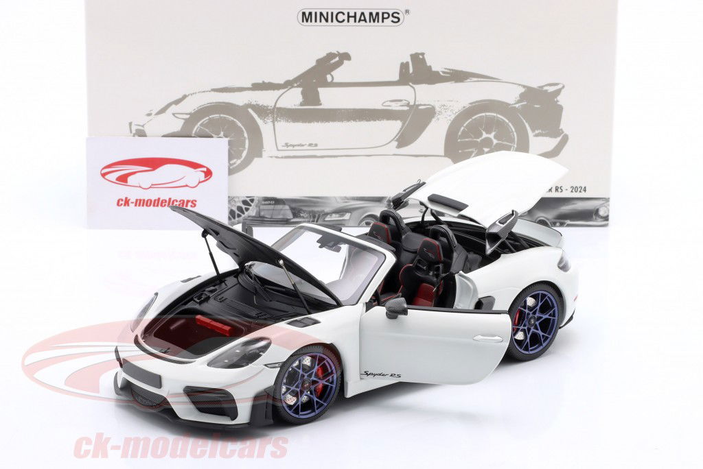 Porsche 718 Spyder RS Weissach-pakket Bouwjaar 2024 wit 1:18 Minichamps