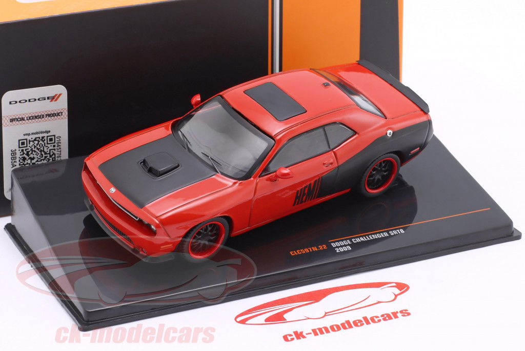 Dodge Challenger SRT8 Baujahr 2009 rot / schwarz 1:43 Ixo