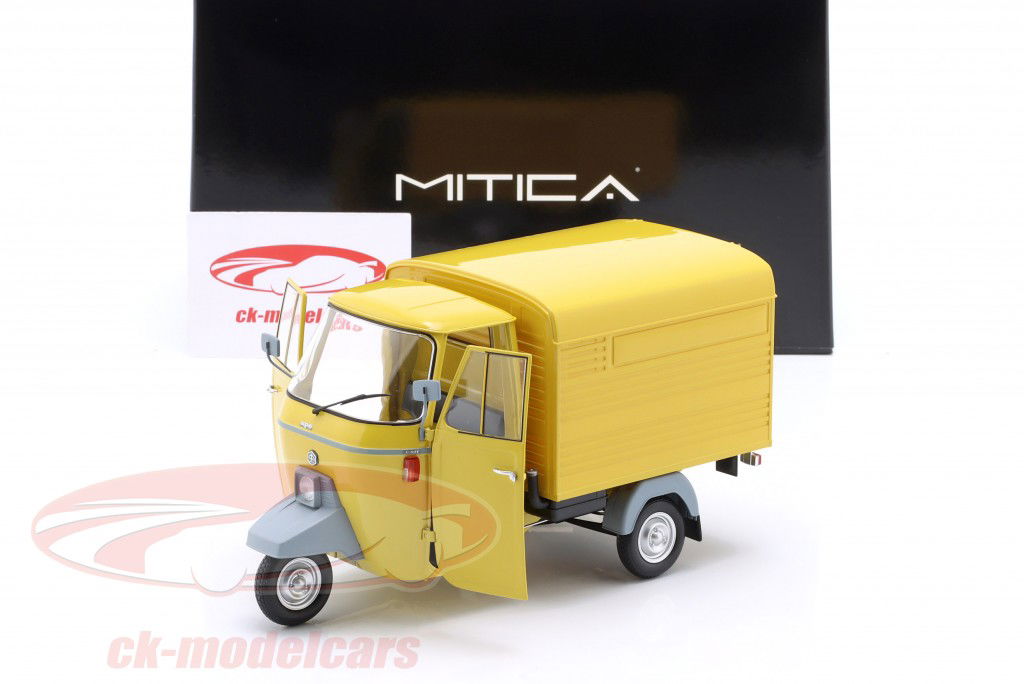 Piaggio Ape P501 Pick-Up Bestelwagen gesloten Bouwjaar 1979 geel 1:18 MITICA