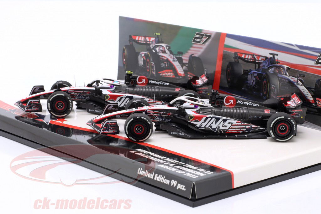 2-Car Set Hülkenberg #27 & Magnussen #20 EUA GP fórmula 1 2023 1:43 Minichamps
