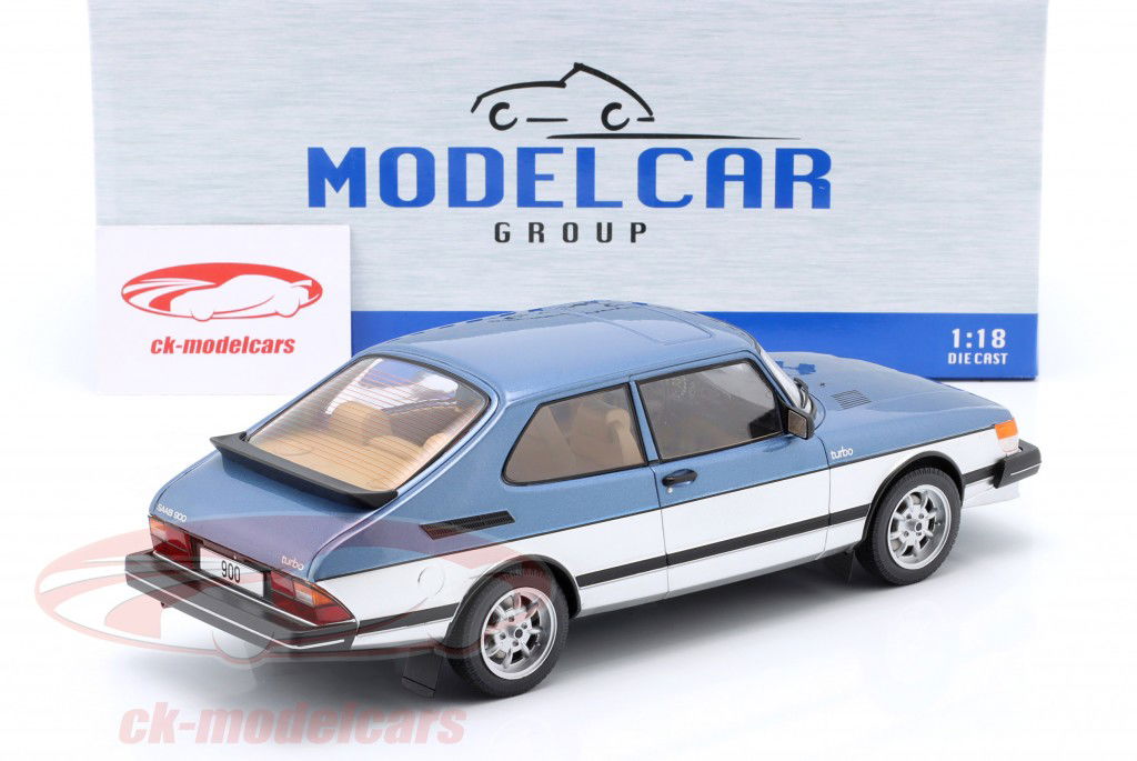 Saab 900 Turbo blu metallico / argento 1:18 ModelCar Group