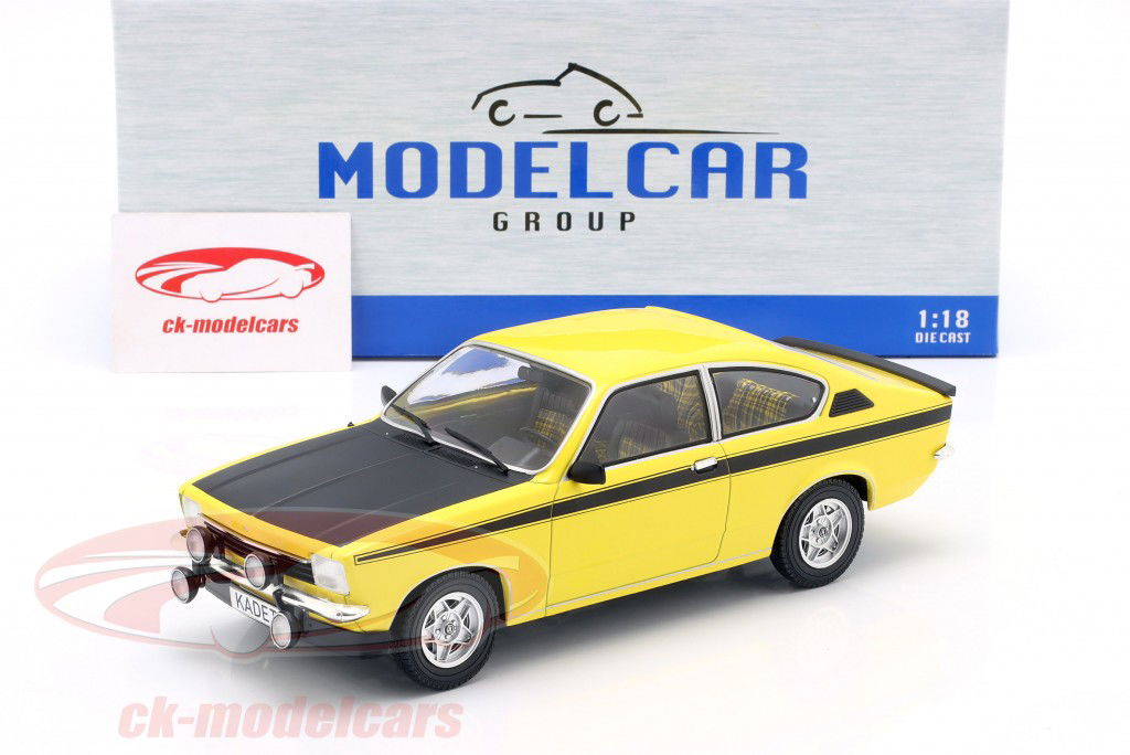 Opel Kadett C Coupe Bouwjaar 1975 geel / zwart 1:18 ModelCar Group