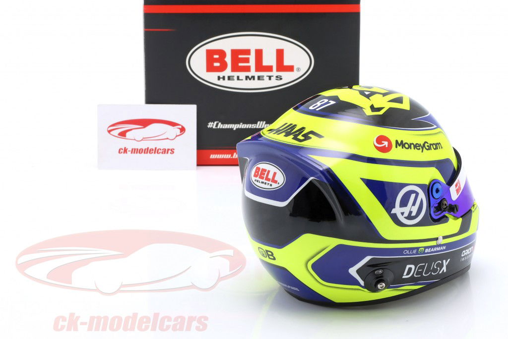 Oliver Bearman #87 MoneyGram Haas F1 equipo fórmula 1 2025 casco 1:2 Bell
