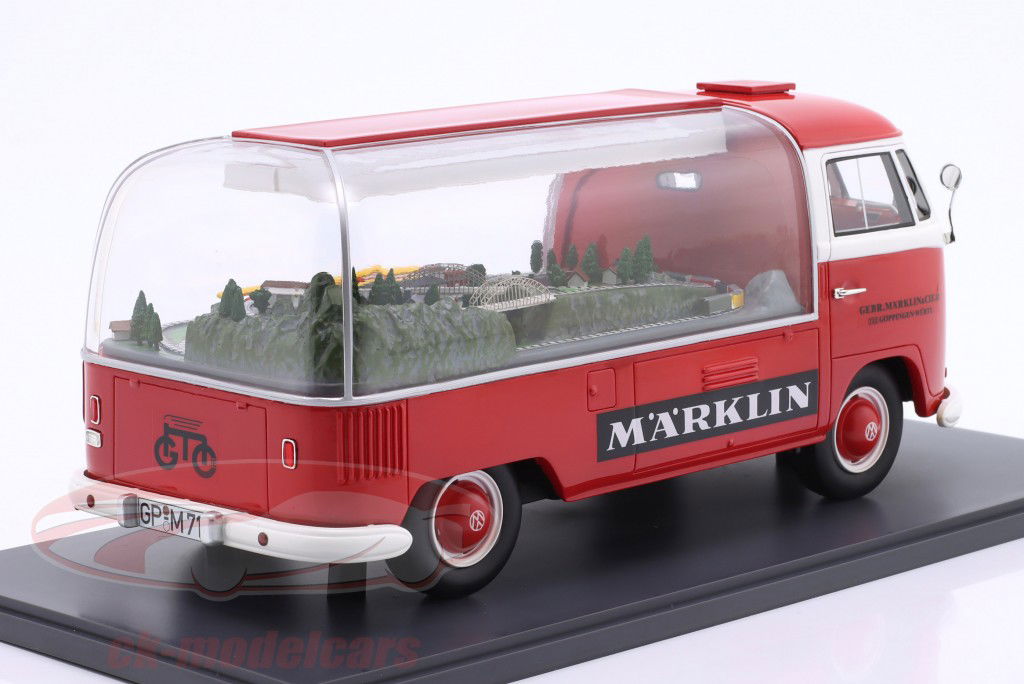 Volkswagen VW T1 Reklamekøretøj Märklin Byggeår 1959 rød 1:18 Schuco