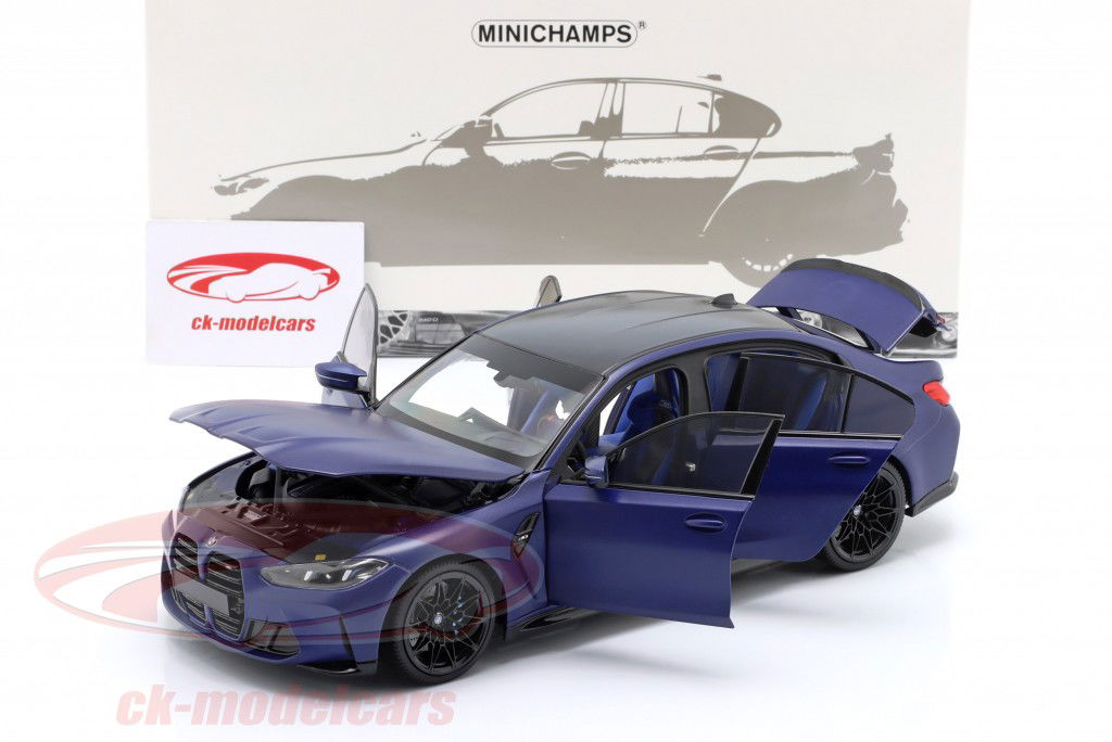 BMW M3 (G80) limousine Byggeår 2024 kedelig blå metallisk 1:18 Minichamps