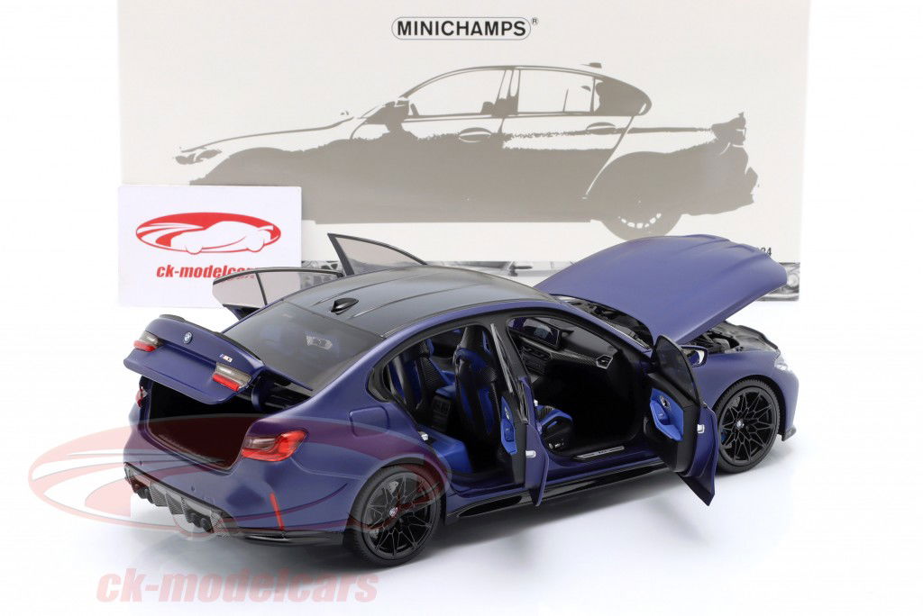 BMW M3 (G80) limusina Año de construcción 2024 aburrido azul metálico 1:18 Minichamps