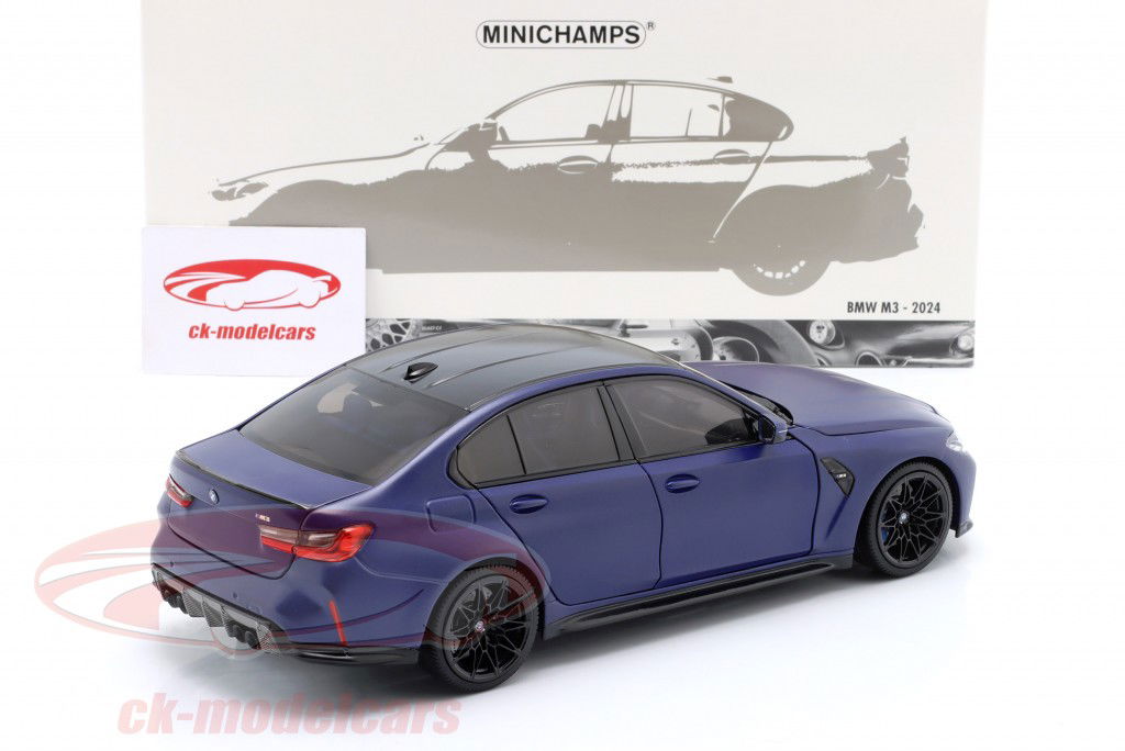 BMW M3 (G80) limousine Byggeår 2024 kedelig blå metallisk 1:18 Minichamps