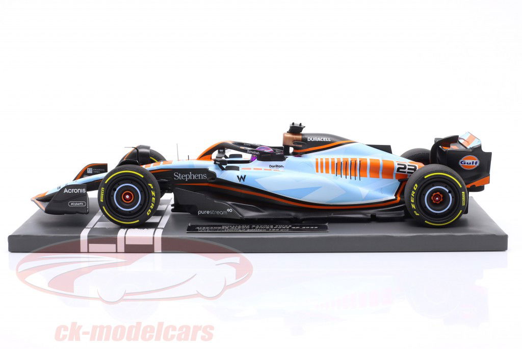 A. Albon Williams FW45 Gulf Design #23 Singapur GP fórmula 1 2023 1:18 Minichamps