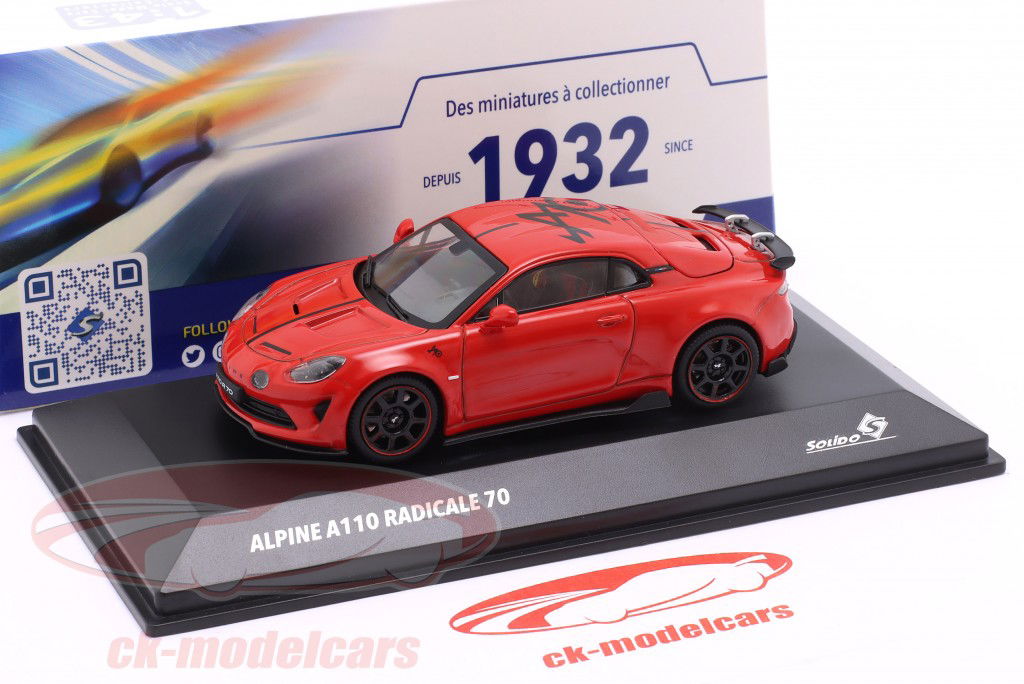 Alpine A110 Radicale 70 Byggeår 2024 rød 1:43 Solido