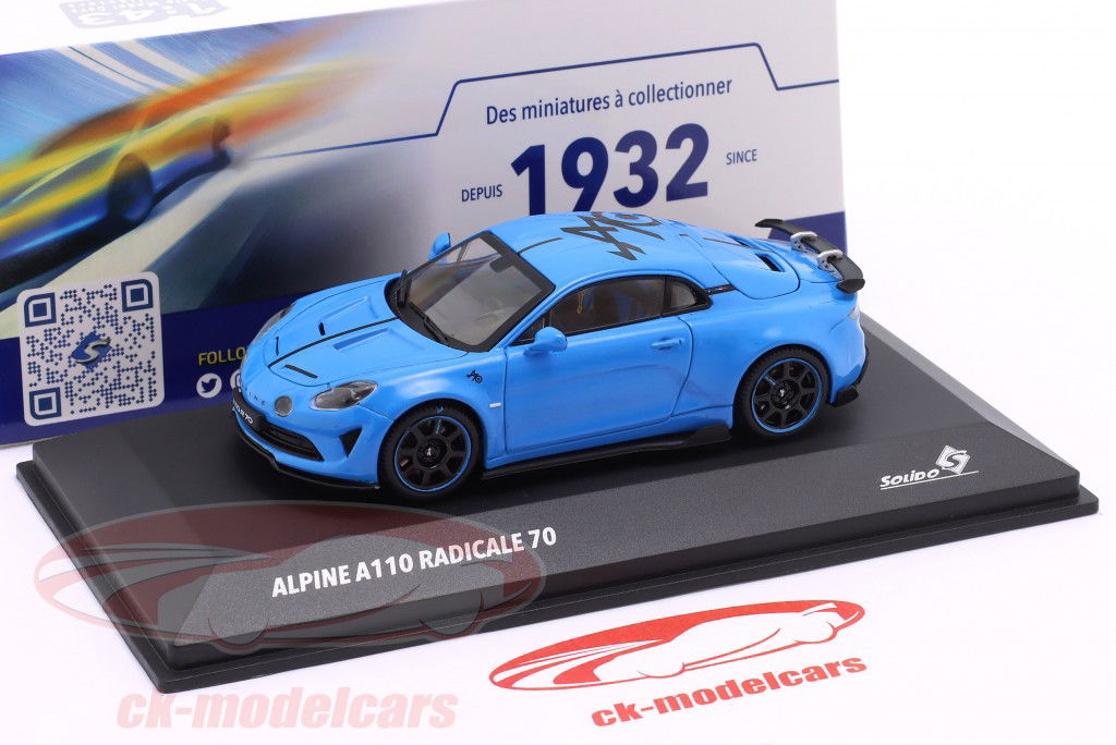Alpine A110 Radicale 70 Année de construction 2024 bleu 1:43 Solido