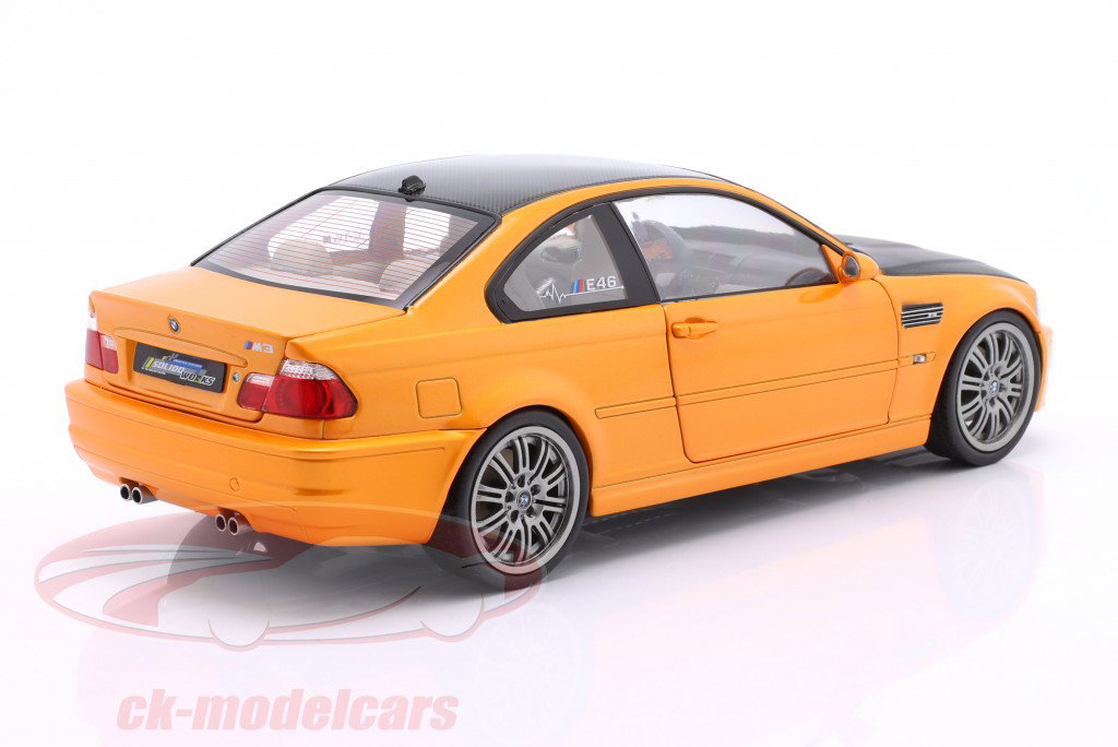 BMW M3 (E46) Coupé Année de construction 2000 orange métallique / noir 1:18 Solido