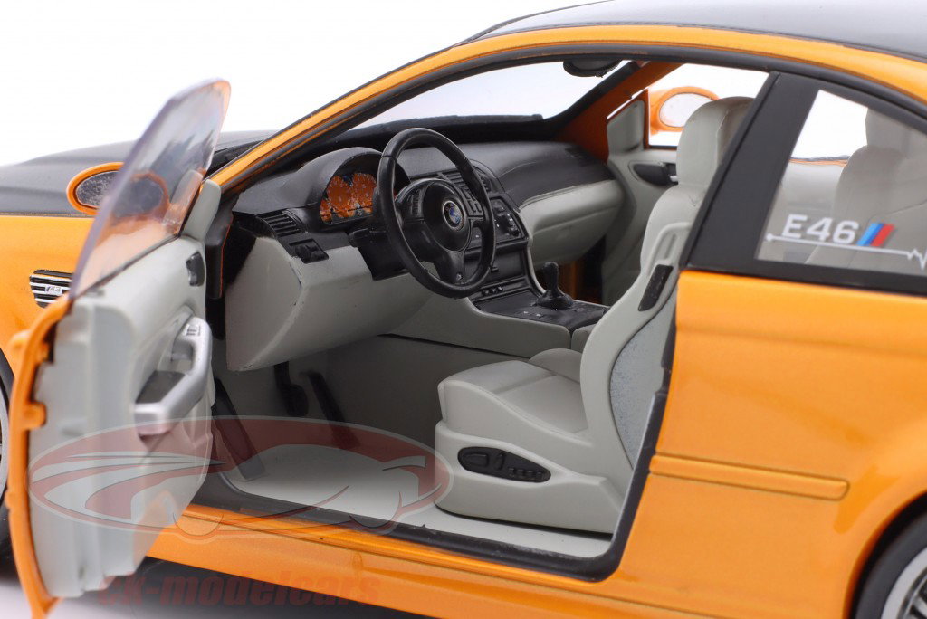 BMW M3 (E46) Coupé Année de construction 2000 orange métallique / noir 1:18 Solido