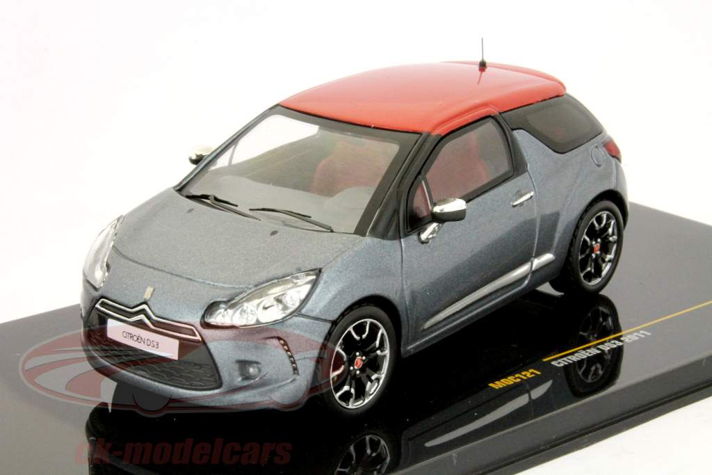 雪铁龙DS3 2011年度金属灰色与金属红屋顶1:43 IXO