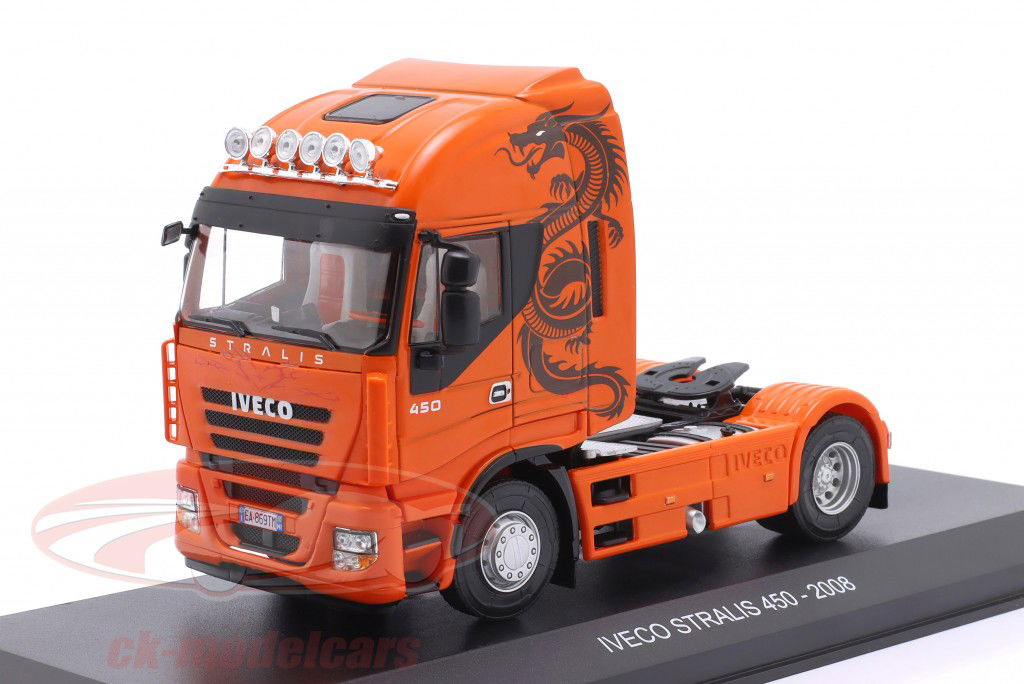 Iveco Stralis 500 Lastbil Byggeår 2008 orange / indretning 1:43 Hachette