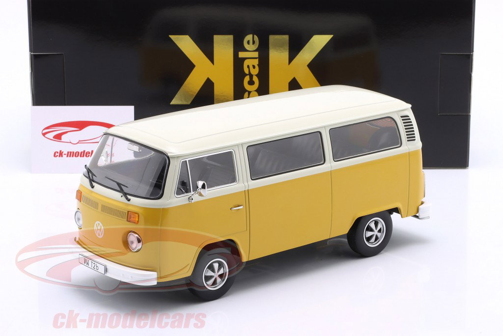 Volkswagen VW T2b ônibus com Fuchs Aros Ano de construção 1972 amarelo / branco 1:18 KK-Scale