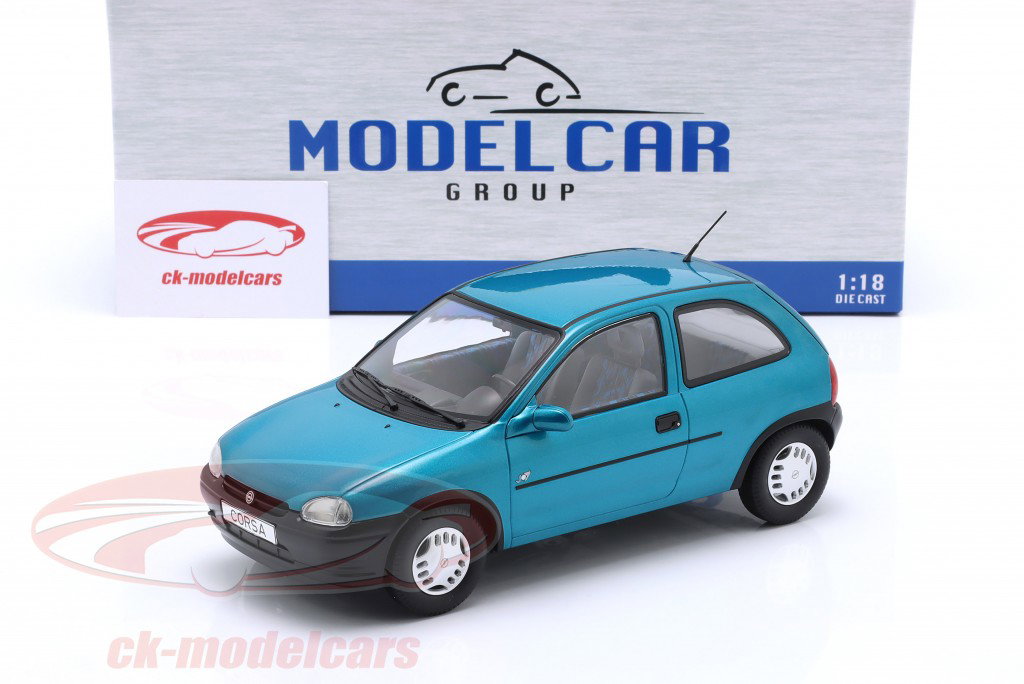 Opel Corsa B Byggeår 1993-2000 turkis metallisk 1:18 ModelCarGroup