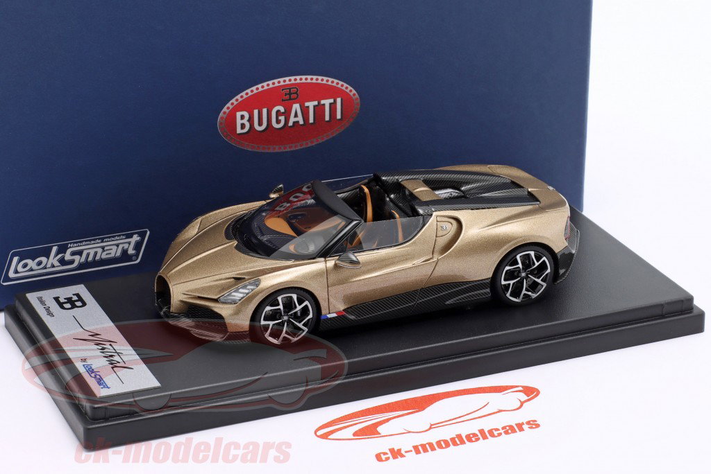 Bugatti W16 Mistral Ano de construção 2022 ouro metálico 1:43 LookSmart