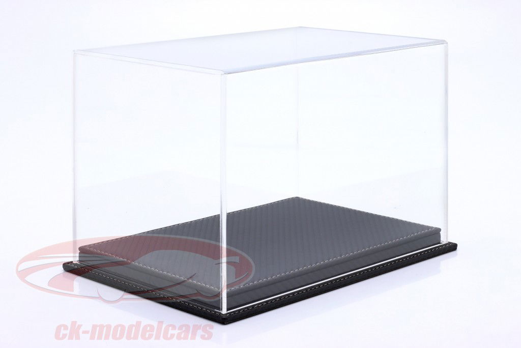 High-quality Acrylic display case Mulhouse with carbon black Leather base for Helmets 1:2 Atlantic