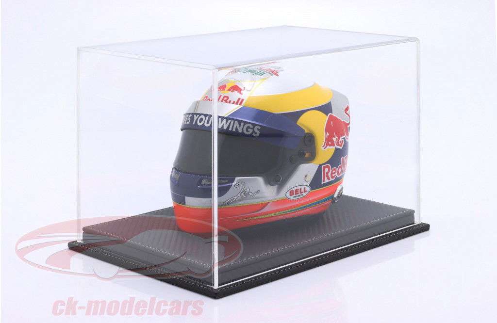 High-quality Acrylic display case Mulhouse with carbon black Leather base for Helmets 1:2 Atlantic