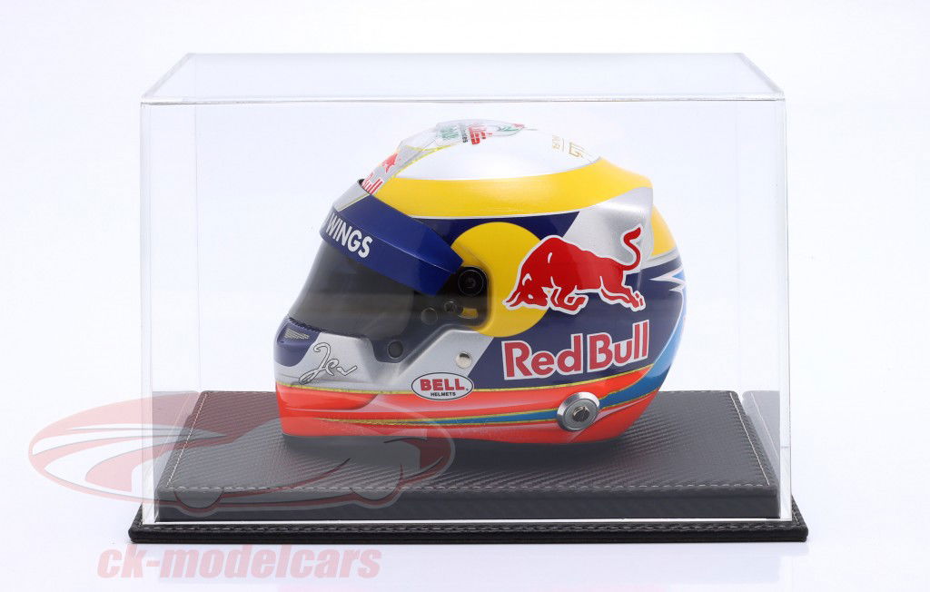 High-quality Acrylic display case Mulhouse with carbon black Leather base for Helmets 1:2 Atlantic