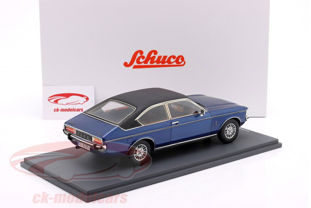 Ford Granada Coupe Año de construcción 1974 azul oscuro / negro 1:18 Schuco