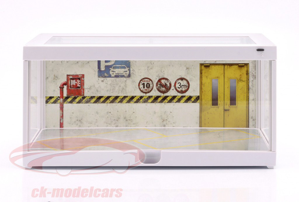 Diorama Vitrine simple blanc avec Éclairage LED pour échelle 1:18 / 1:24 Triple9