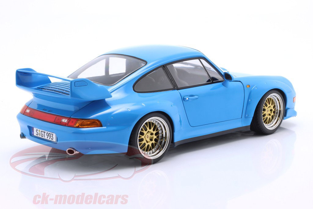 Porsche 911 (993) GT2 Ano de construção 1996 azul claro / BBS Aros 1:12 KK-Scale