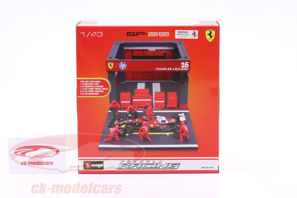 Pit Stop Diorama Charles Leclerc #16 formula 1 2025 1:43 Bburago